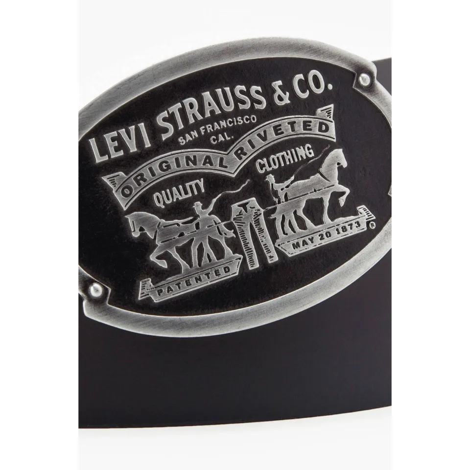 Levi's leren riem Billy Plaque zwart, foto 3