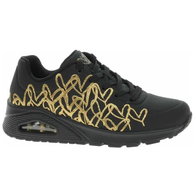 Skechers Uno Shiny One lage sneakers zwart goud, foto 3