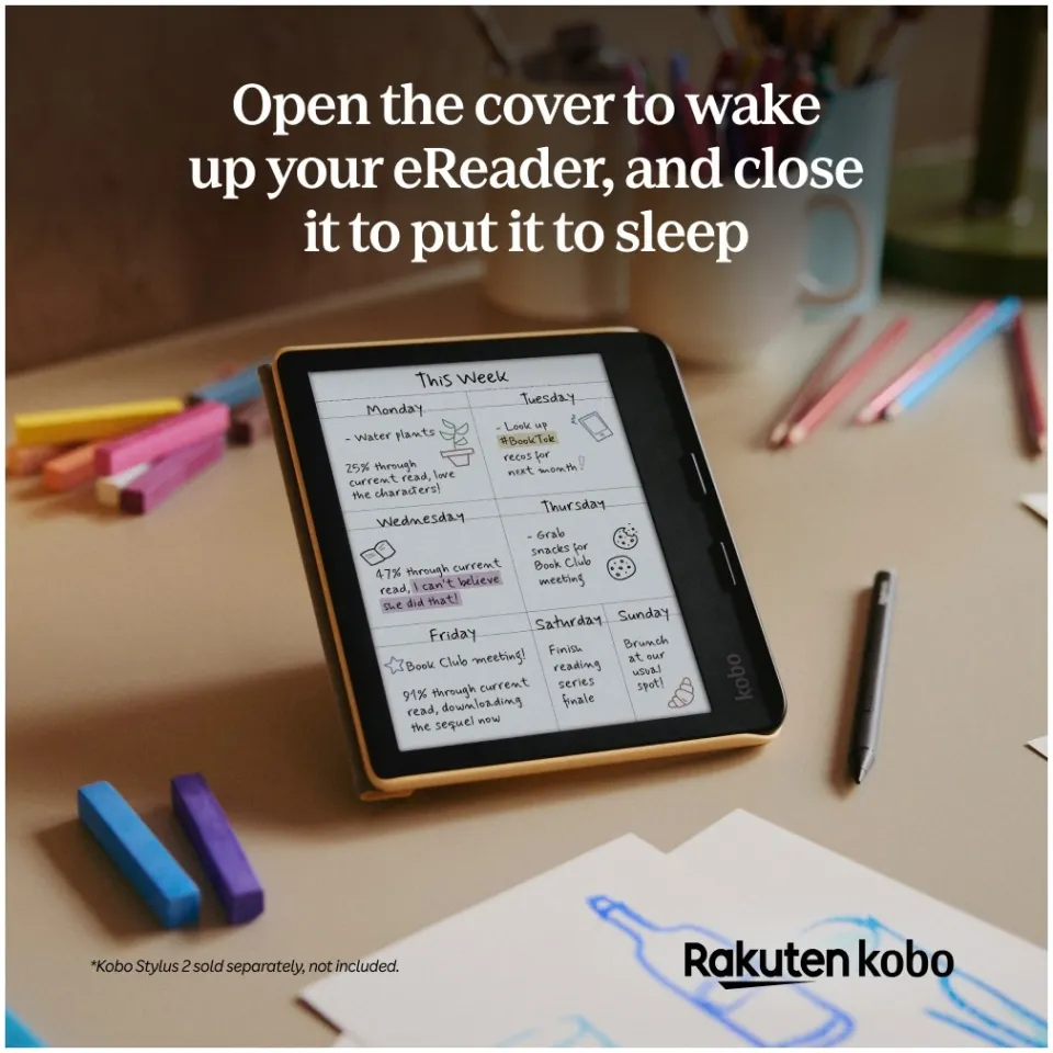 Kobo Libra Colour SleepCover hoes geel, foto 3