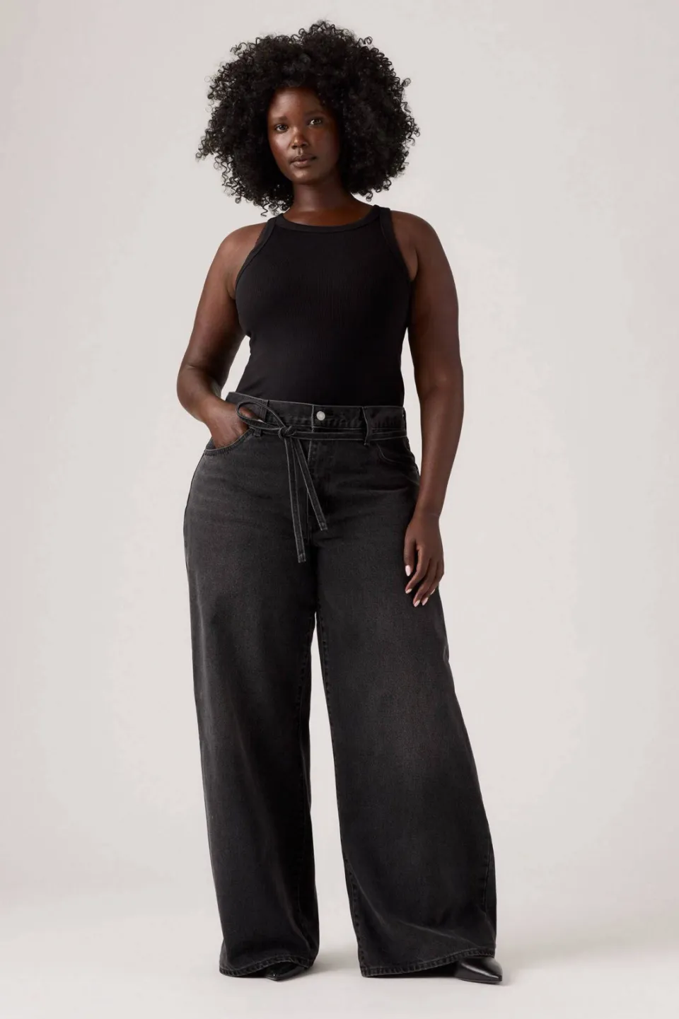 Levi's XL STRAIGHT high waist wide leg jeans Black denim