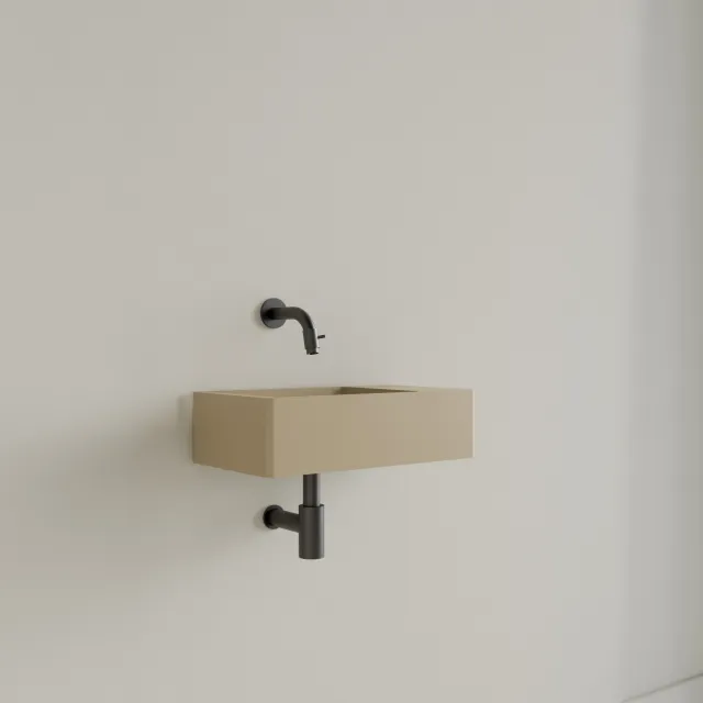 Gliss Design Fontein Gliss Design Freya Solid Marble 40x22x10 cm Zonder Kraangat Rechts Mat Cappuccino Beige