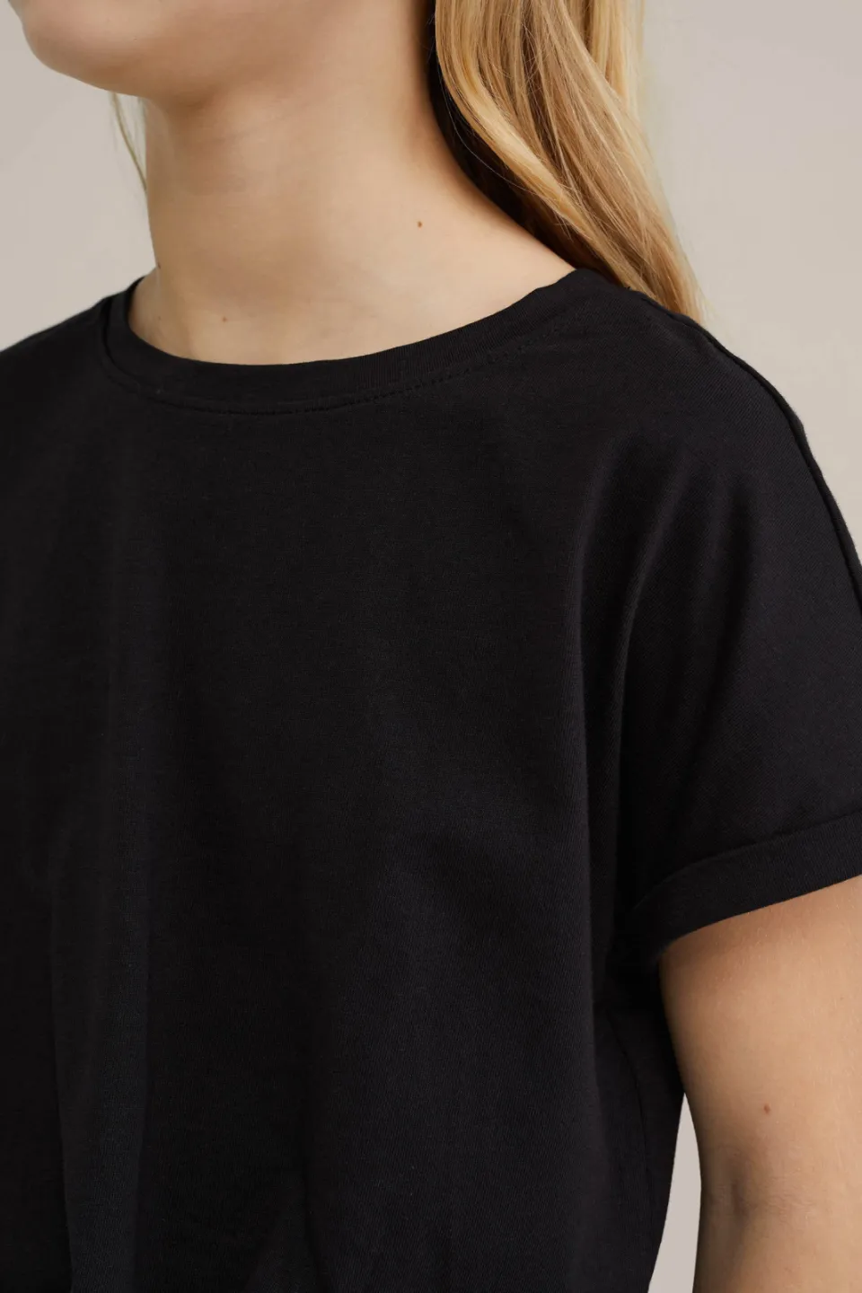 WE Fashion t-shirt met knoopdetail zwart, foto 4