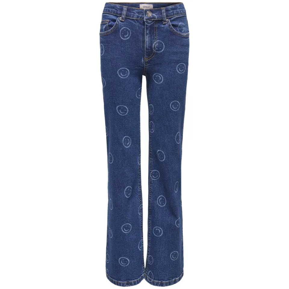 KIDS ONLY GIRL KOGJUICY regular waist wide leg jeans met print - donkerblauw, foto 3