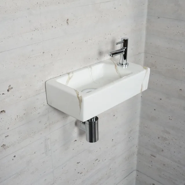 Wiesbaden Fonteinset Carrara Marmerlook Wiesbaden Color Chroom (kraangat rechts)