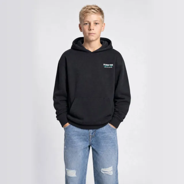 Petrol Industries hoodie met backprint - zwart