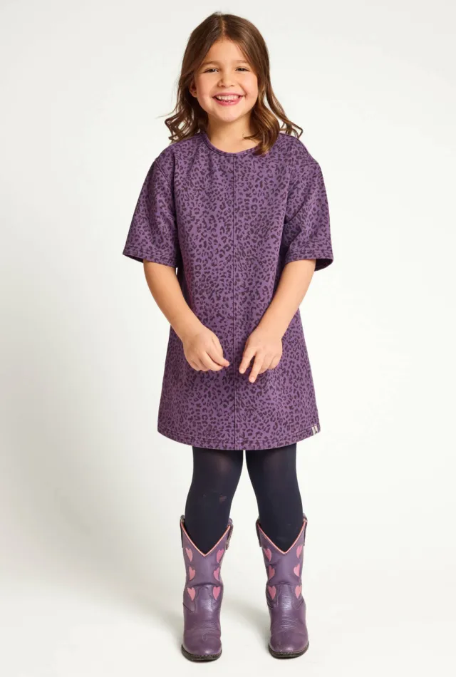 LOOXS little korte jurk met panterprint paars