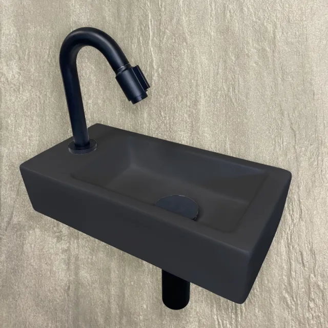 Fonteinset Wiesbaden Mini Rhea 36x18x9 cm Links Quartz quartz zwart