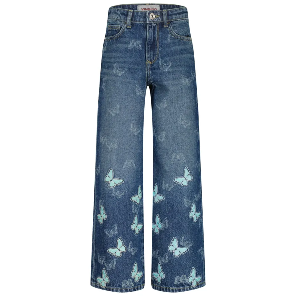 Vingino high waist wide leg jeans medium blue denim, foto 2