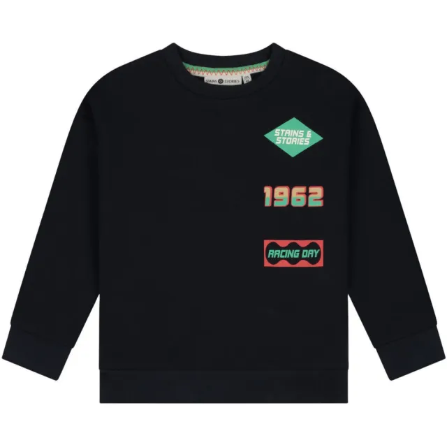 Stains&Stories rechtvallende sweater met print - marineblauw