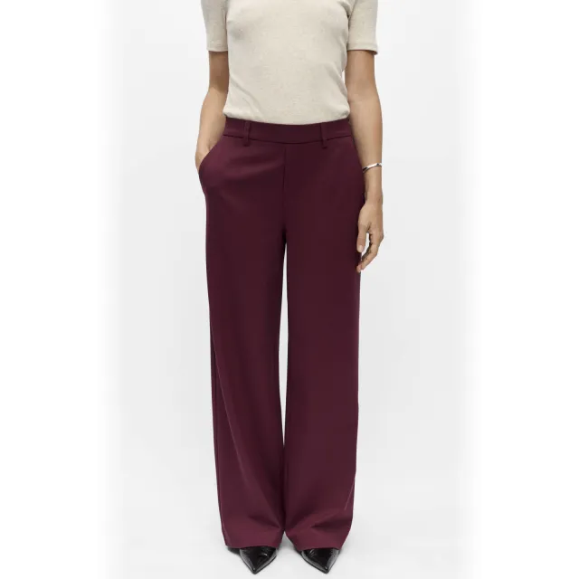 Object wide leg pantalon - donkerrood, foto 3