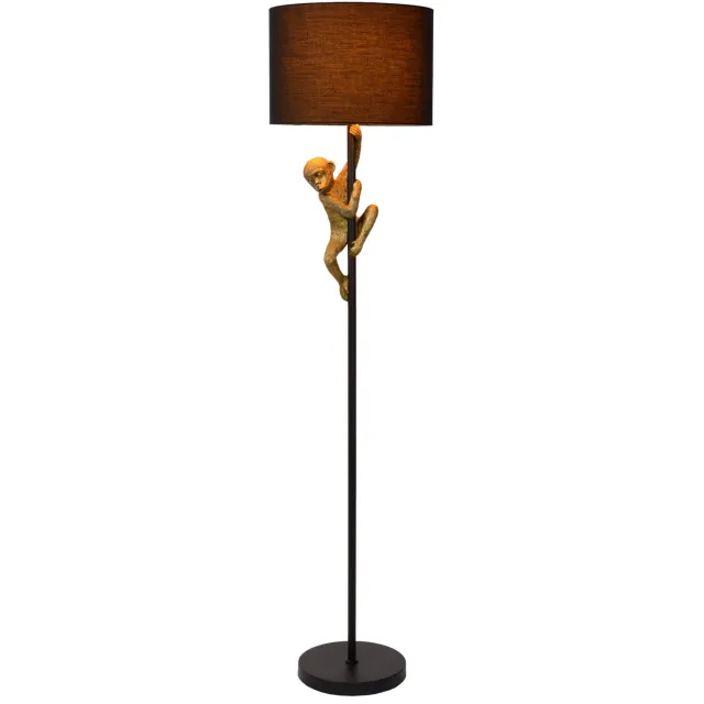 Lucide EXTRAVAGANZA CHIMP - Vloerlamp - Ø 35 cm - 1xE27 - Zwart zwart, goud