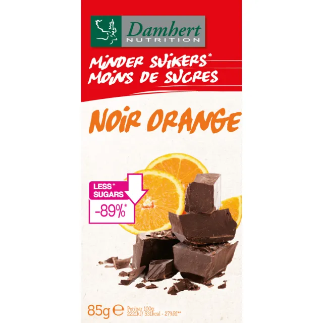 Damhert Noir Orange chocoladetablet minder suikers, foto 2