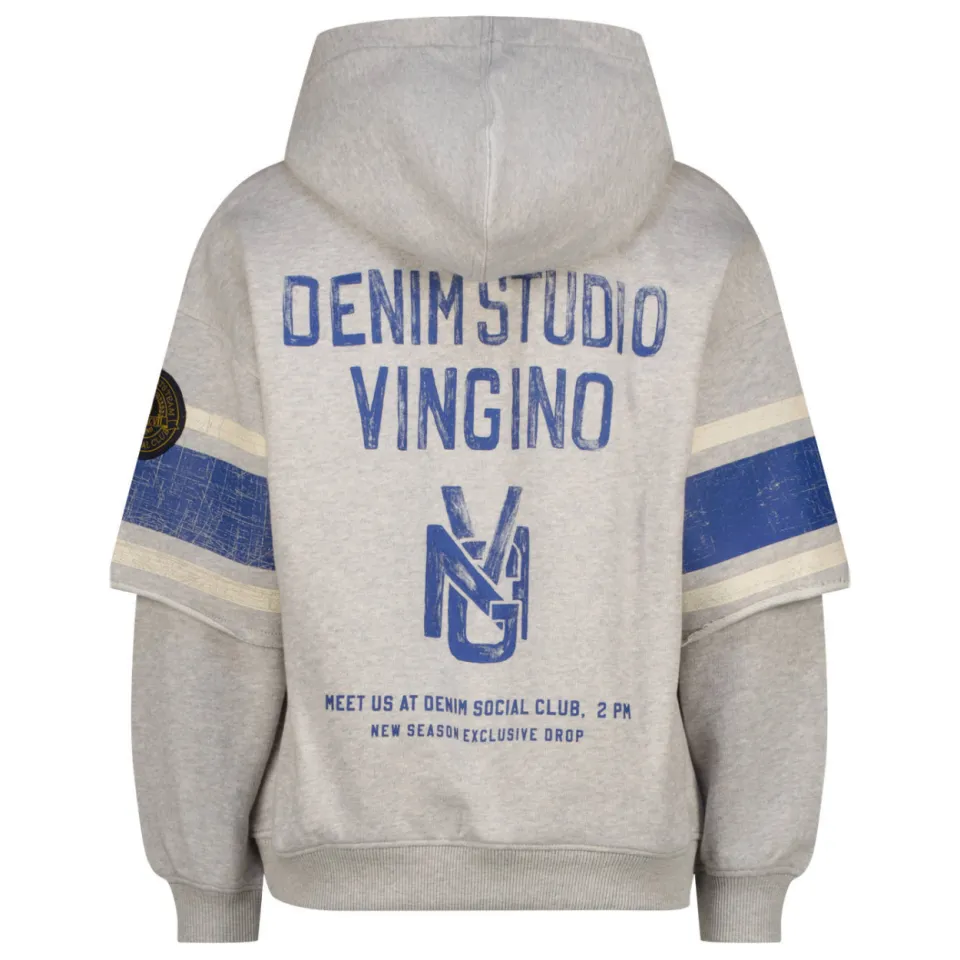 Vingino oversized hoodie met backprint - grijs/blauw, foto 3