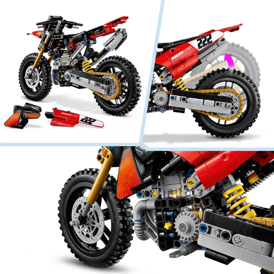 Lego Technic Ducati Desmo450 MX Factory Motor Speelgoed 42238, foto 8