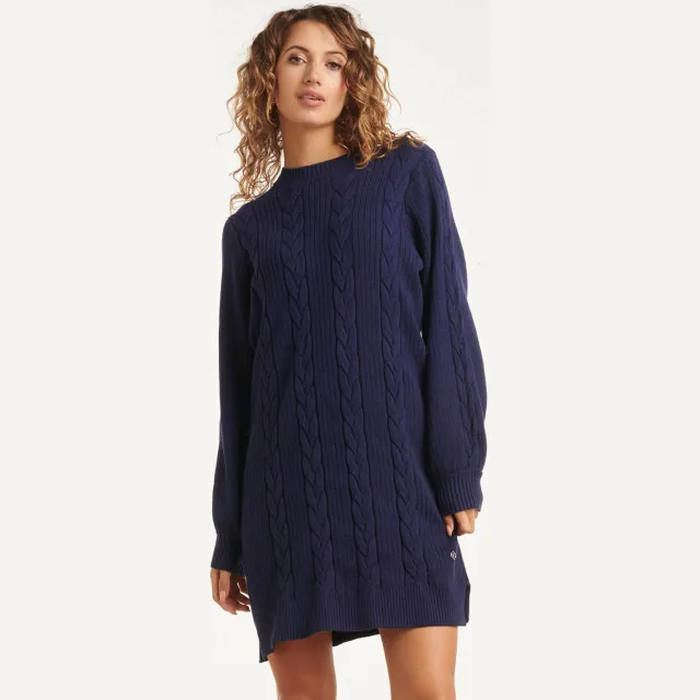 Smashed Lemon gebreide jurk navy Blauw