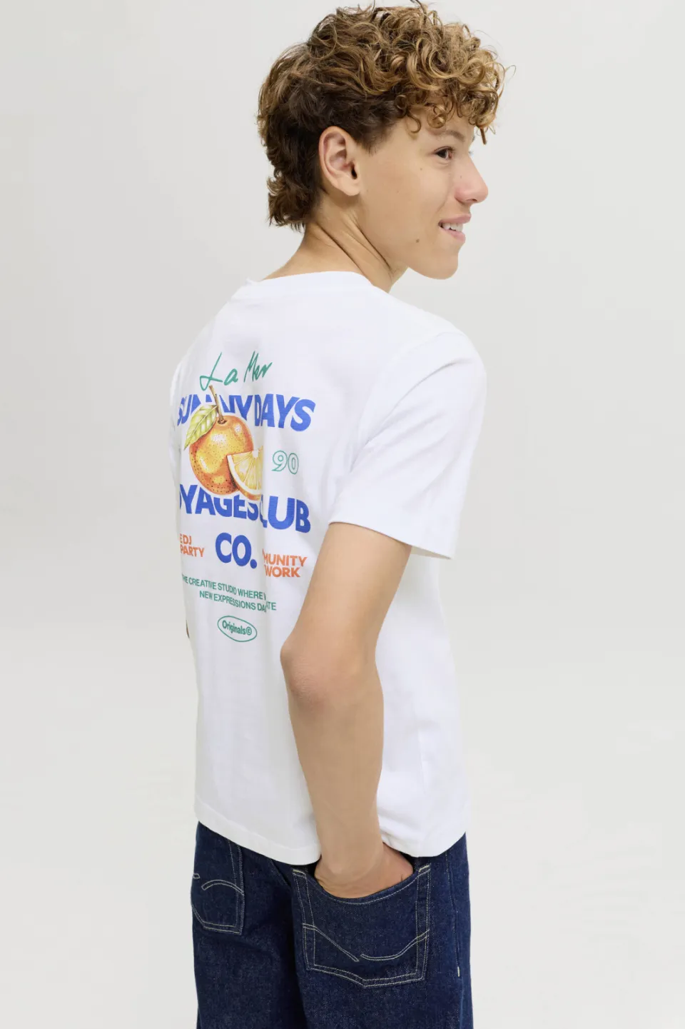 Jack & Jones relaxed fit T-shirt met backprint wit, foto 4