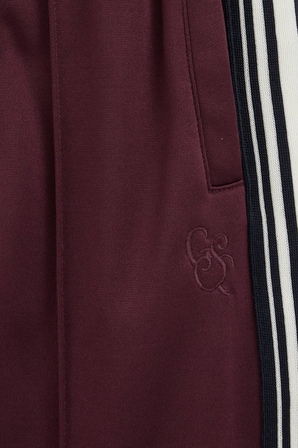 WE Fashion straight leg gestreepte joggingbroek donkerrood, foto 5