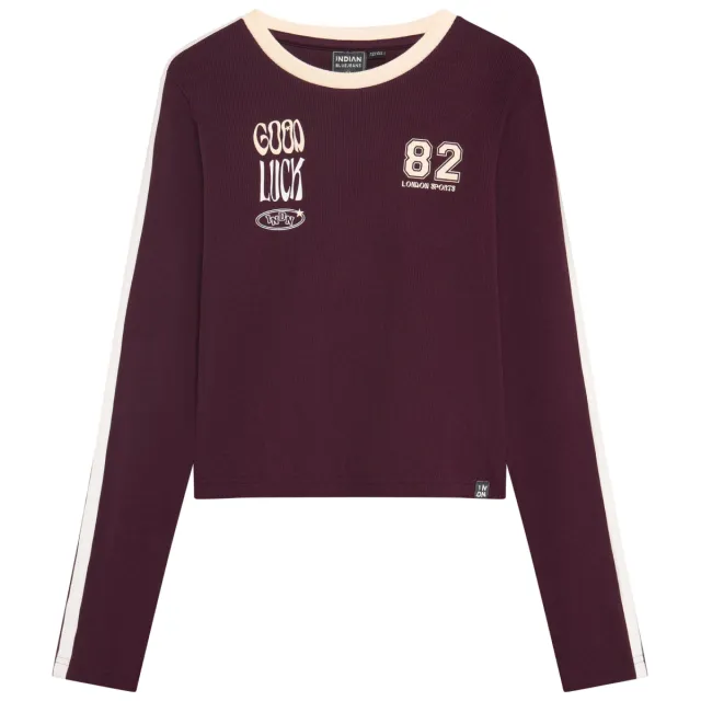 Indian Blue Jeans cropped longsleeve bordeaux Donkerrood