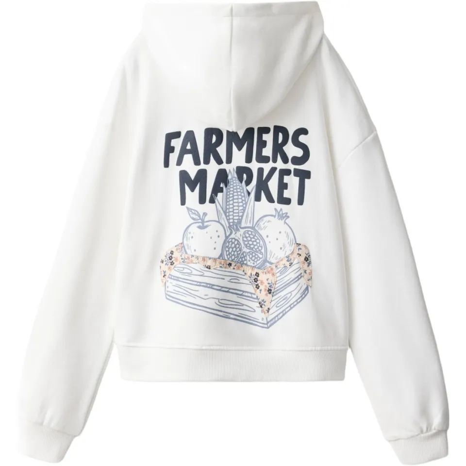 Mango Kids hoodie met backprint - wit, foto 2
