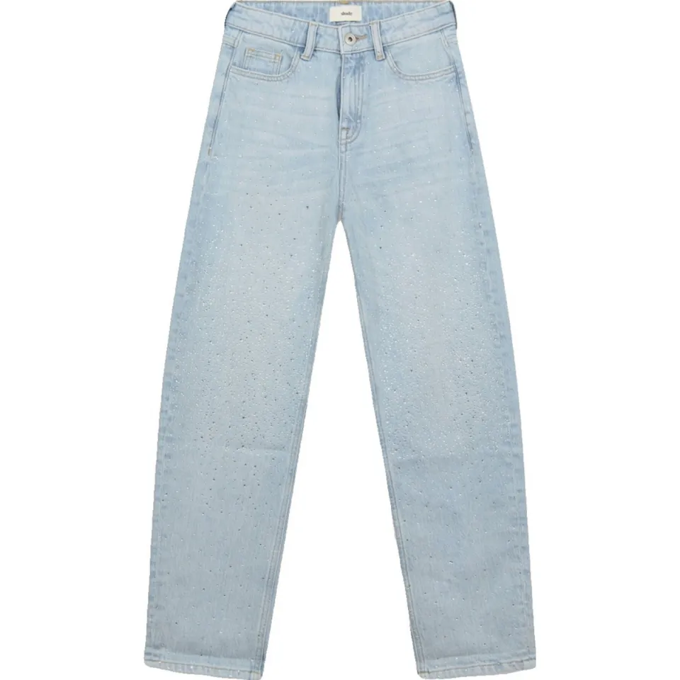 Shoeby high waist barrel jeans met strass steentjes light blue denim, foto 2
