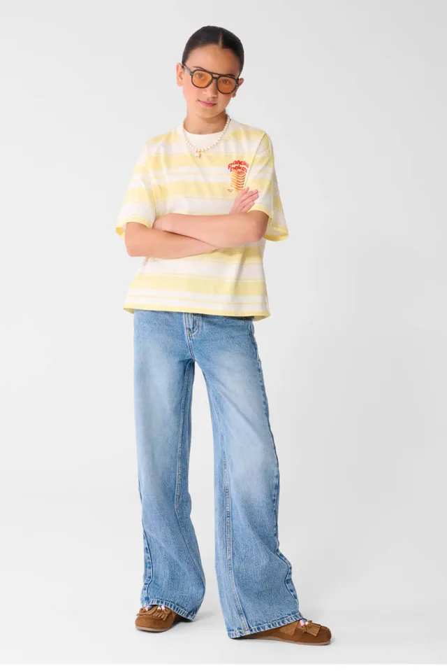 Shoeby wide leg jeans met plooien - lichtblauw Light blue denim