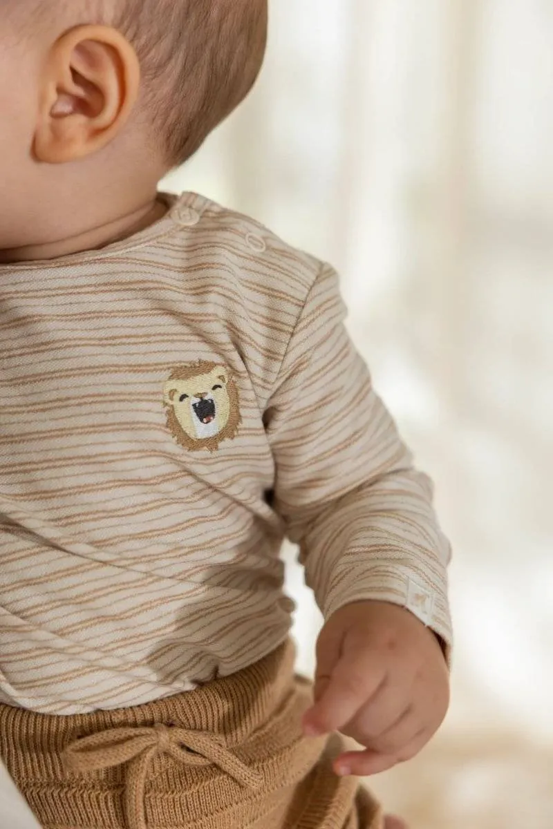 Little Dutch gestreepte longsleeve beige, foto 4