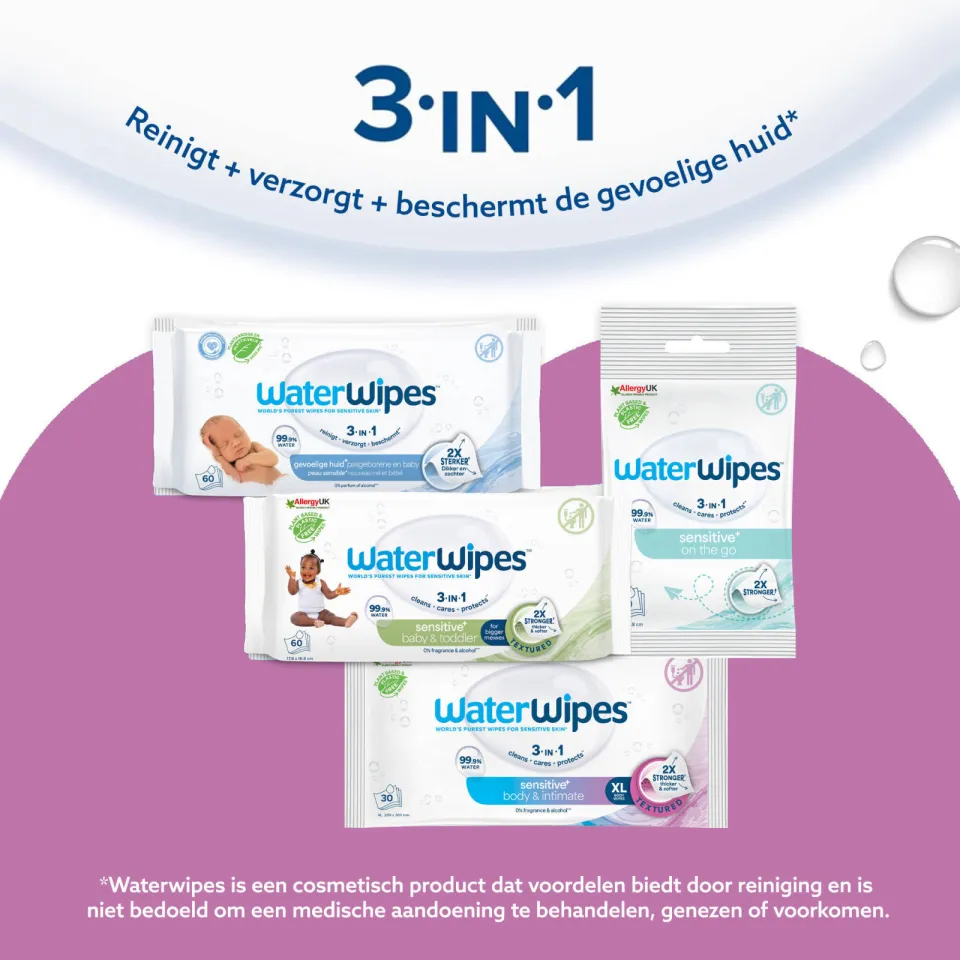 WaterWipes Sensitive+ Body & Intimate XL Doekjes – 180 stuks (6 verpakkingen), foto 5