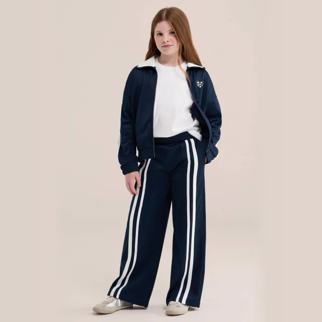 WE Fashion gestreepte loose fit joggingbroek donkerblauw