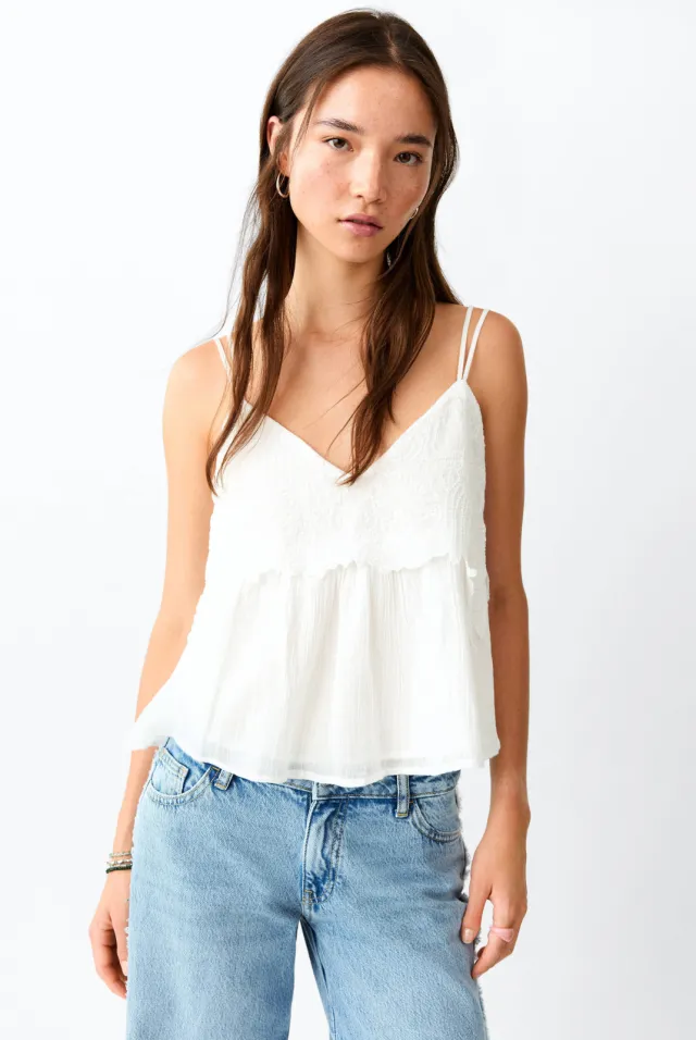 Mango top met borduursels wit, foto 4