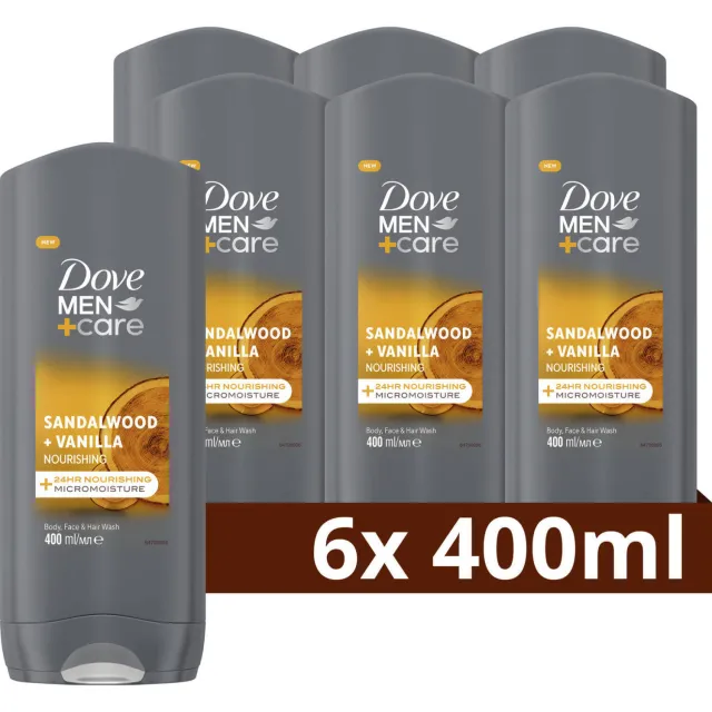 Dove Men+Care Sandalwood + Vanilla 3-in-1 douchegel, foto 2
