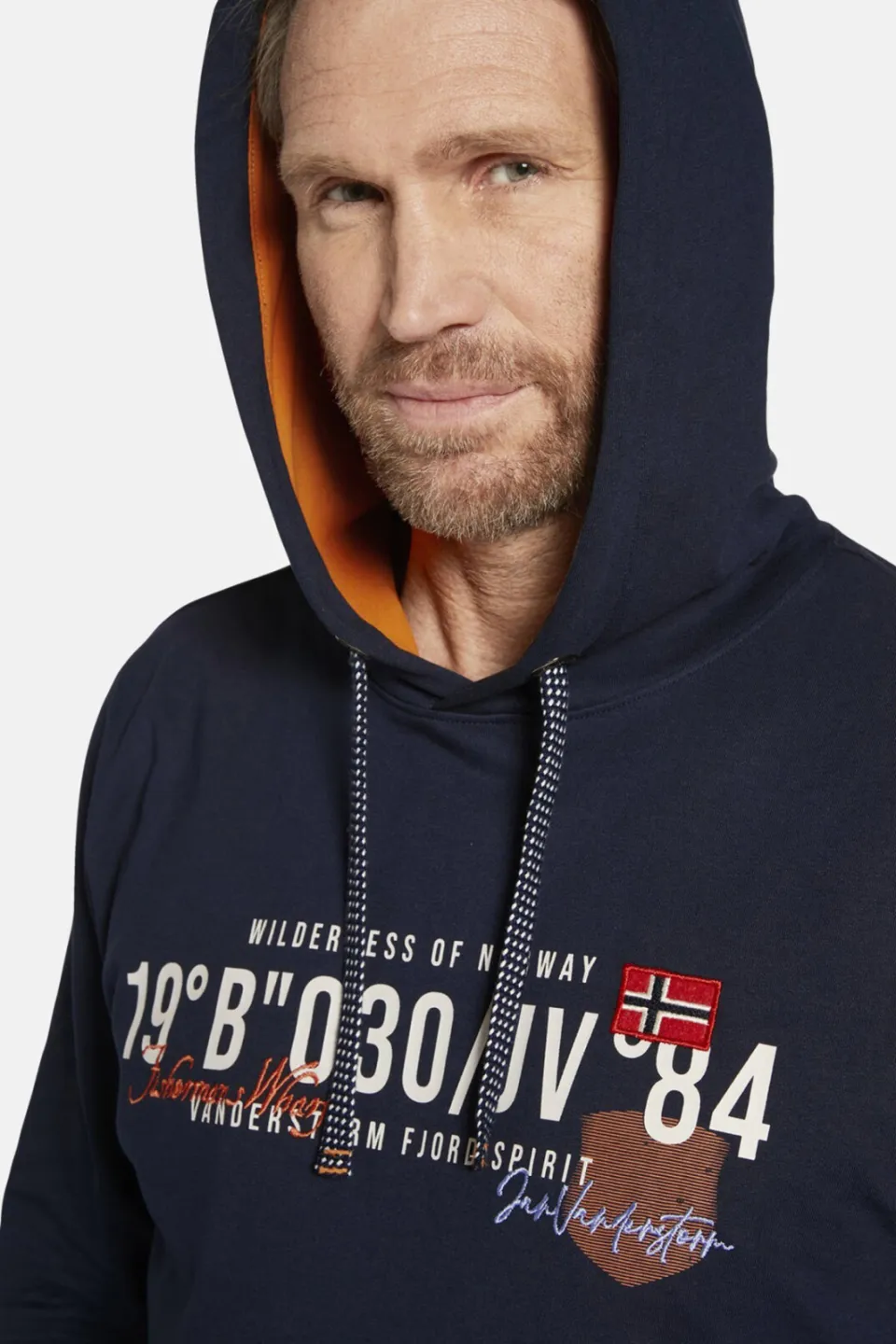 Jan Vanderstorm +FIT Collectie hoodie JORRIT Plus Size met printopdruk donkerblauw, foto 5