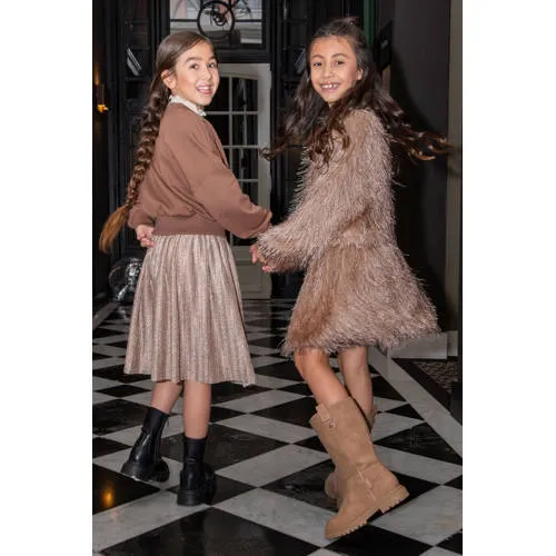 Like Flo midi plissé rok met glitters goud, foto 4
