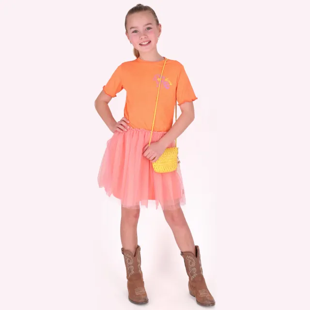 B.Nosy mesh jurk oranje Oranje/roze