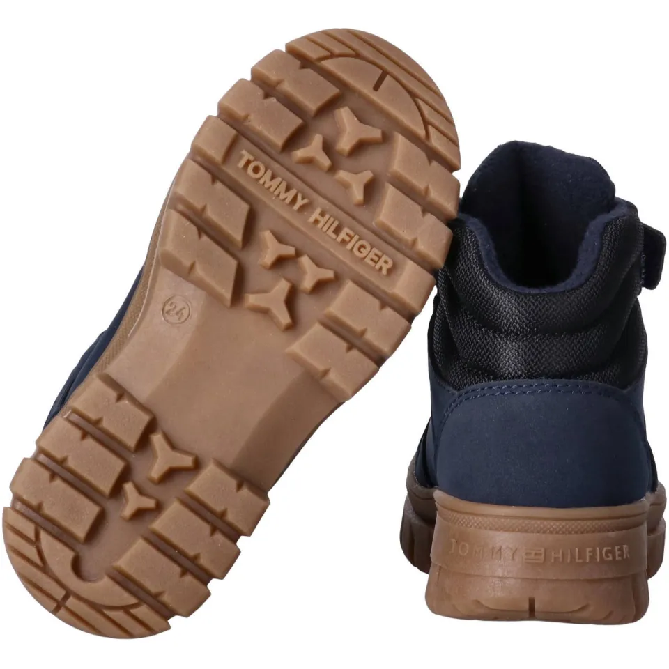 Tommy Hilfiger Peuter/kleuter veterschoenen met profielzool - donkerblauw/zwart, foto 4