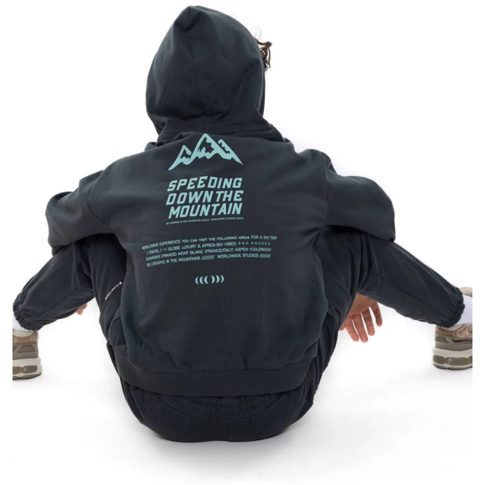 No Way Monday oversized hoodie met tekst - donkergrijs/lichtblauw, foto 6