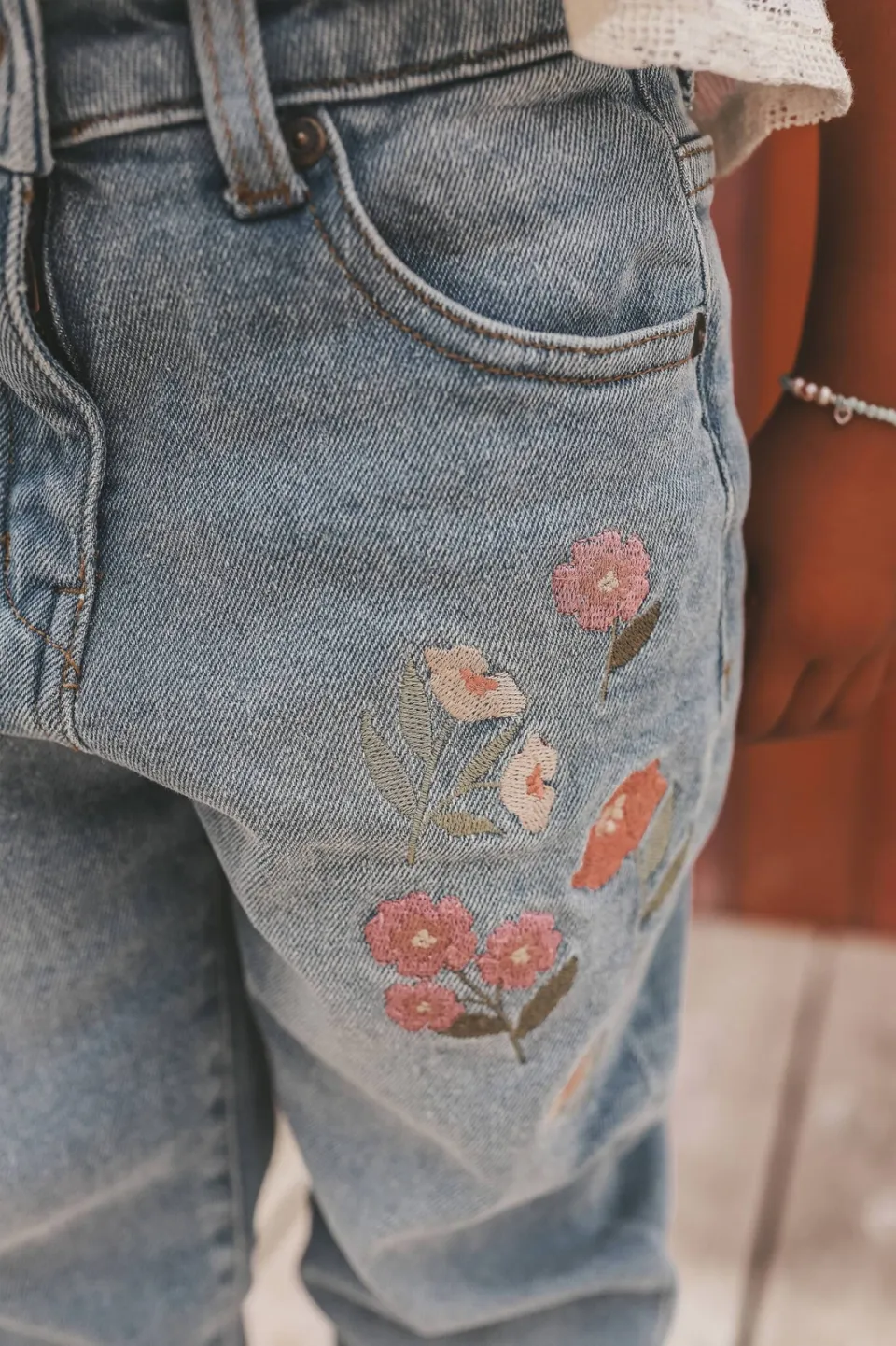 Your Wishes gebloemde straight leg jeans medium blue denim Blauw Bloemen, foto 5