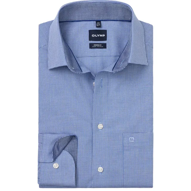 Olymp Comfort geruit casual overhemd donkerblauw koninklijk