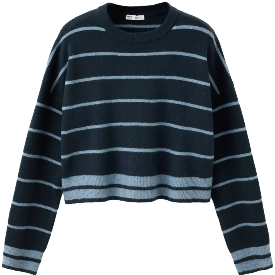 Mango TEEN gebreide gestreepte trui - donkerblauw, foto 2