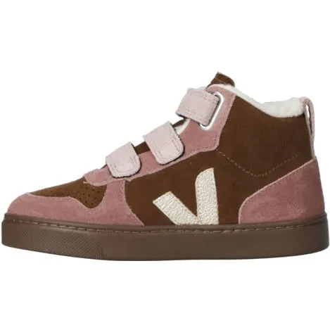 Veja Small V-10 Mid gevoerde suède sneakers aubergine/roze, foto 3