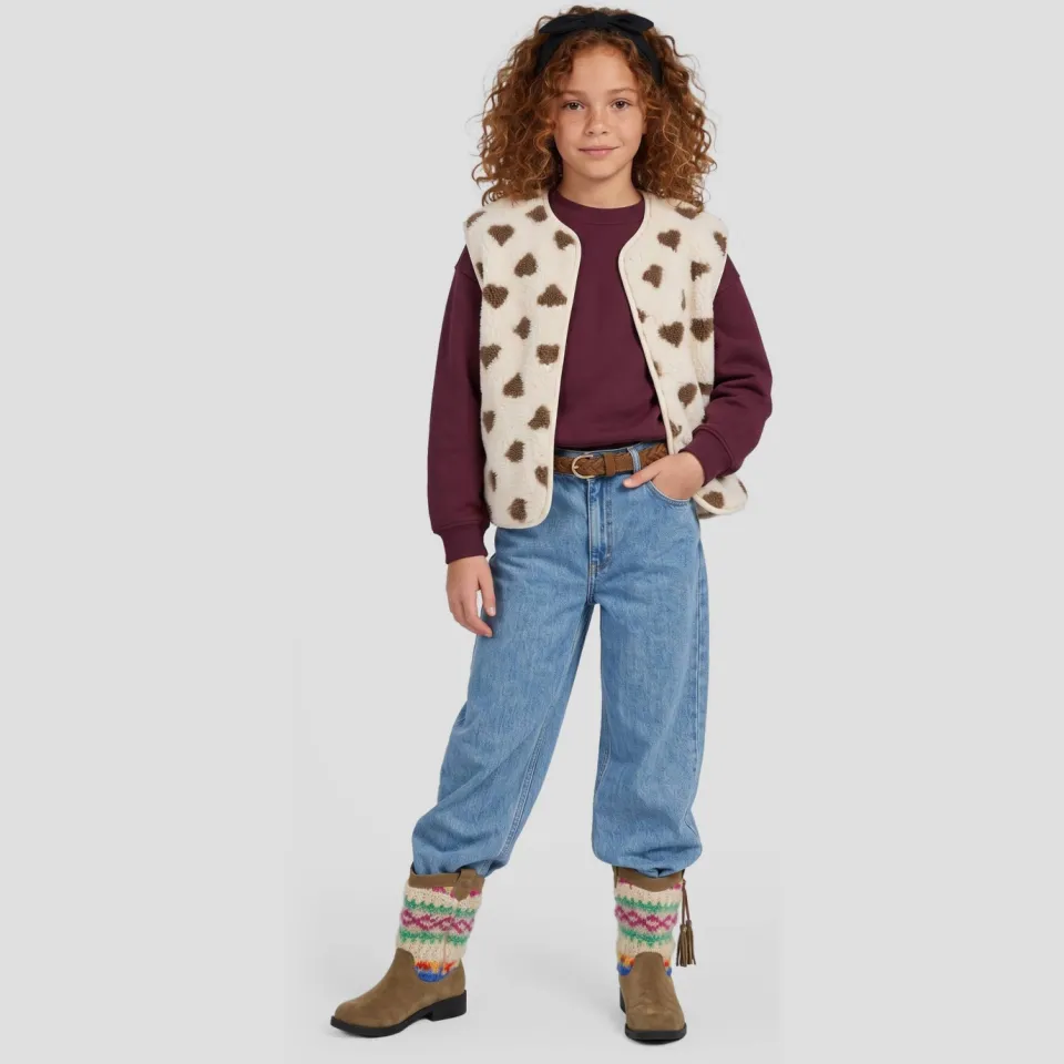 Me & My Monkey gilet met hartjes - beige/bruin, foto 5