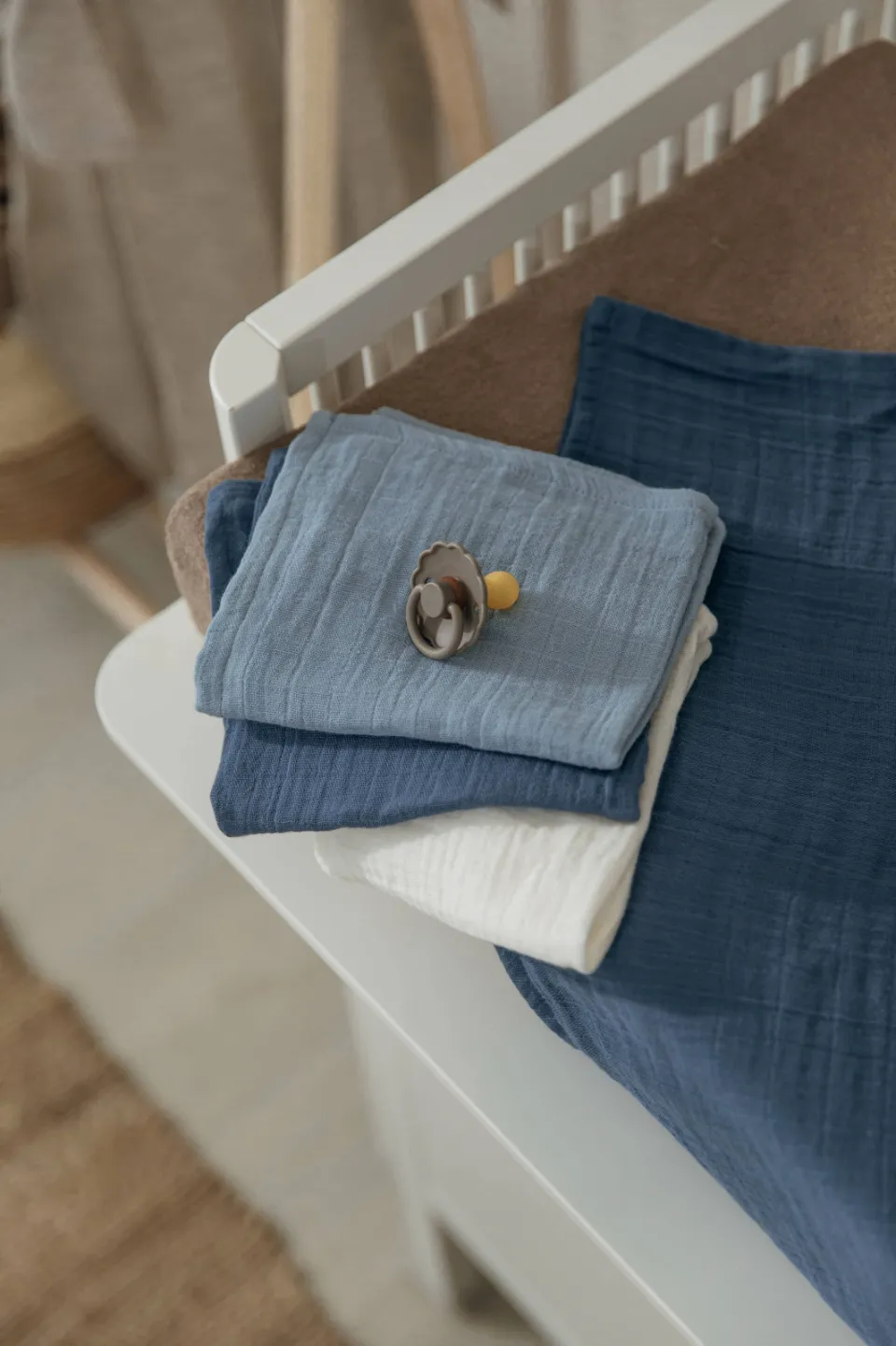 Meyco pre-washed hydrofiele swaddle blauw set van 2, foto 2