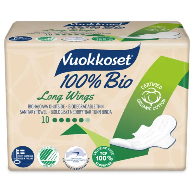 Vuokkoset Bio Maandverband Long Wings 10 stuks