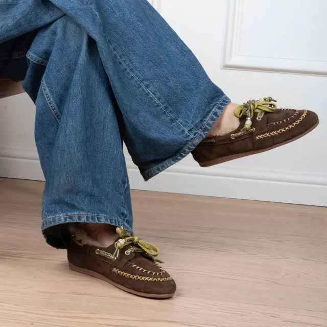 Poelman Kyra suèdelook bootschoenen - bruin