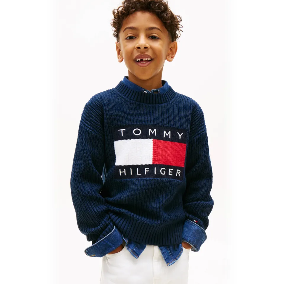 Tommy Hilfiger trui donkerblauw gebreid, foto 5