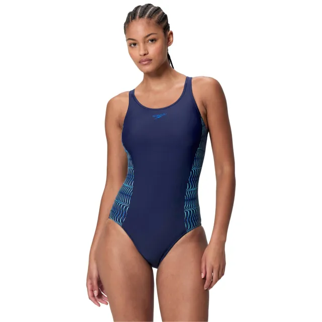 Speedo Placement Muscleback badpak blauw Donkerblauw