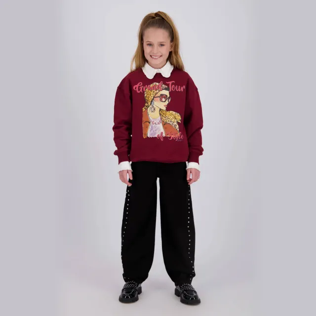 Vingino rechtvallende sweater met print - donkerrood