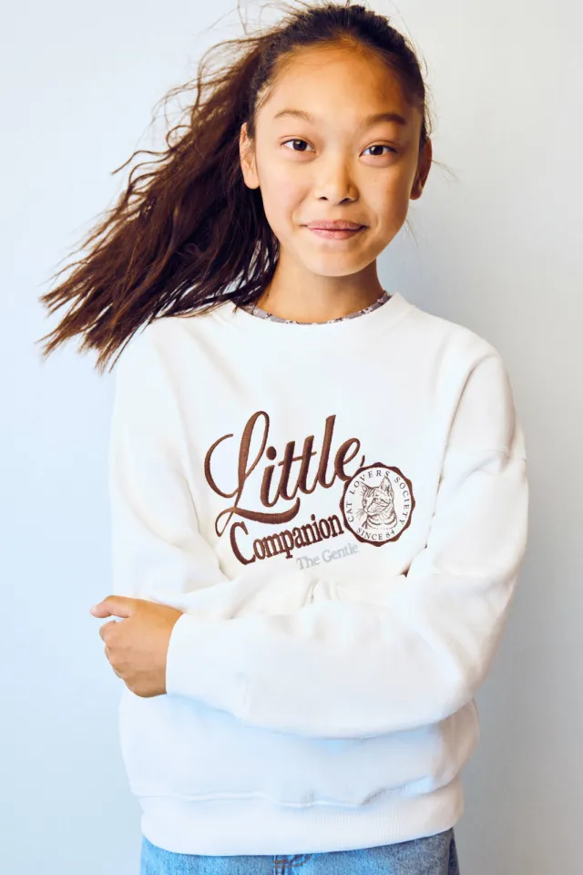 Mango Kids sweater met print - naturel/wit Naturel wit