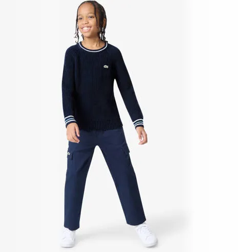 Lacoste gebreide trui met wol - donkerblauw, foto 3