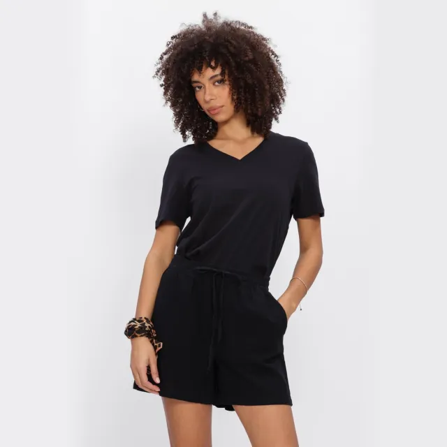 Selected SLFESSENTIAL V-neck t-shirt zwart