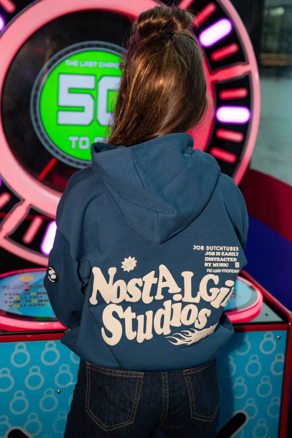 No Way Monday X Job Dutchtuber oversized hoodie met backprint - blauw, foto 7
